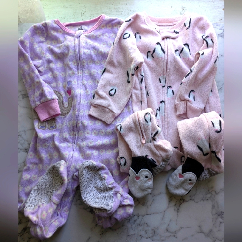 2‎ Toddler One Piece Pajamas - Pink and Purple
